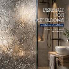 Pebble Texture Static Cling Window Privacy Film, Semi-Transparent Glue-Free DIY Easy Install Frosted Glass Sticker, Bathroom Shower Door Balcony Blackout Window Curtain - Cobblestone - View 2