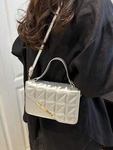 Mini Fashion Embossed Quilted Square Handbag - Bright silver - View 7