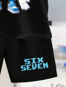 Boys' Letter Print Short Sleeve T-Shirt And Shorts - Black - View 5