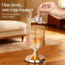 1PC  Luxury Glass Jar Light Luxury Glass  Jar With Lid Storage Can European American Living Room Coffee Table Lace Storage Decorative Ornaments  For  Jewelry, Wedding Centerpiece, Valentine's Day Easter Gift - View 2