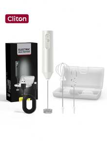 CLITON 黑/白/綠/粉可選 便攜式電動牛奶起泡器 咖啡發泡器，可充電式附充電底座與多種攪拌頭，高速攪拌機適用熱巧克力、卡布奇諾、拿鐵，咖啡愛好者的聖誕禮物，頂級工藝 - 彩色 - 查看 21