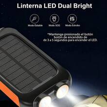 Cargador Solar Portátil de 20000mAh Power Bank Rudo y Antishock con Panel Solar Doble Entrada USB Linterna LED Dual SOS y Brújula de Viaje para Camping y Senderismo Compatible con iPhone 15 14 13 Pro Max  Galaxy S24 S23 Ultra  Redmi - 1 unidad - Ver 5