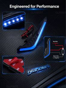 GLANBERT 2pcs Motorcycle Sport Bike Front Wing 12V LED Light Modification Accessories, Equipped With Lightweight Wind Blade Electric Vehicle, Suitable For Cruiser And Electric Bike Universal Aerodynamic Windproof Upgrade Kit, Fashion Design - Wind Vane - View 9