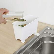 1 Bac d'égouttage de cuisine, seau d'égouttage des déchets de cuisine, auge de drainage et de filtrage des résidus alimentaires et du liquide de soupe, poubelle pour pelures de fruits et restes alimentaires, boîte de rangement multifonctionnelle pour égouttage, rangement des déchets de cuisine sur le comptoir. - Multicolore - Voir 10