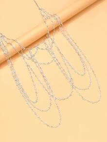 outingfit 1pc Multi-Layer Rhinestone Shoulder Chain Wedding Banquet Crystal Body Chain Luxury Accessory For Women - Multicolor - View 8