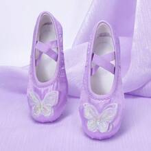 Zapatos de baile para niños, zapatos, zapatos de actuación de mariposa para jardín de infantes - Morado - Ver 3