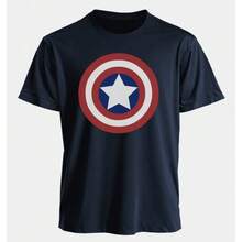 Warner Bros Shield T-Shirt For Men Women, Classic Red White Blue Casual Cotton Navy Blue Superhero Tee  Streetwear - 7 - View 1