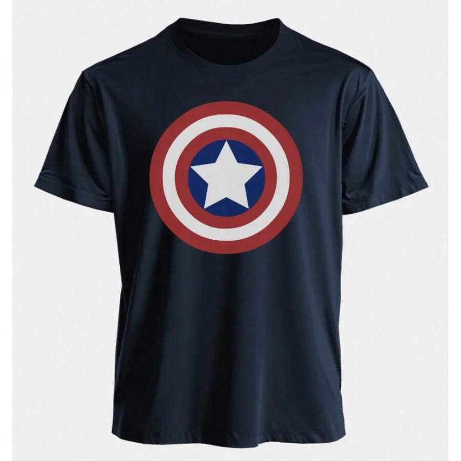 Warner Bros Shield T-Shirt For Men Women, Classic Red White Blue Casual Cotton Navy Blue Superhero Tee Streetwear - 7 - View 1