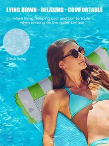 Striped Inflatable Pool Hammock Float, Mesh Water Floating Lounge Bed With Pillow, Portable Adult Floating Mat For Summer Pool Lake Beach Relaxation - Multicolor - View 6