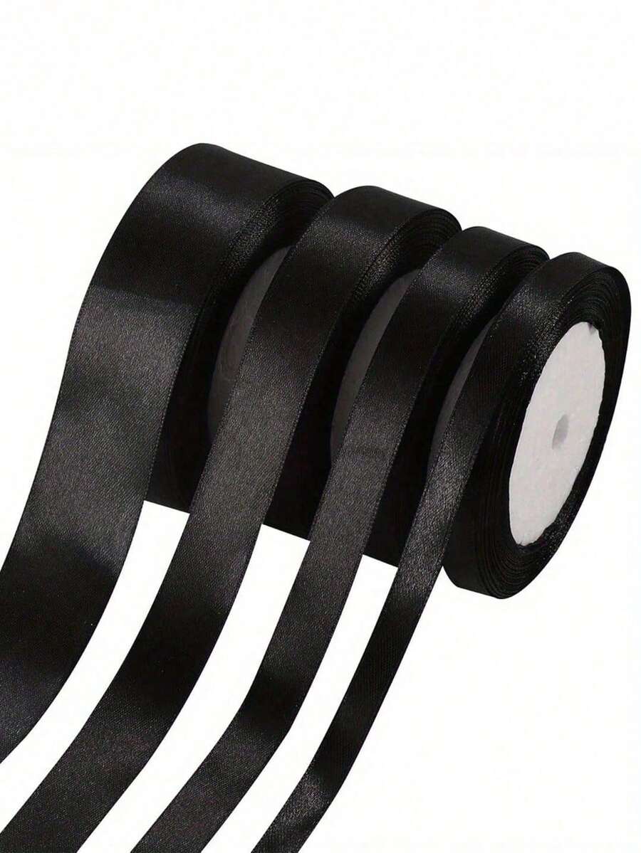 Black Satin Ribbon Double-Sided Satin Ribbon Bow Satin Ribbon Handmade Bow Craft Wedding Christmas Decoration DIY Greeting Card Gift Wrapping - Multicolor - View 1