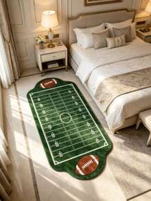 1pc Football Field Shaped Decorative Rug, Bedroom Decor, Floor Mat, Carpet, Home Decor, Living Room Rug, Living Room Small Rug, Bedroom Carpet, Living Room Home Decor, Outdoor Carpet, Washable Rug - Multicolor 5 - View 4