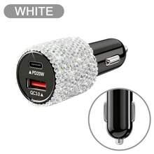 Adaptor Charger Mobil USB-C PD Bling Bling, Pengisian Cepat, Cocok untuk Berbagai Kendaraan Kecil, Kabel Pengisian Cepat 3-in-1 dengan Lampu LED dan Kristal Berlian Imitasi, Hadiah Terbaik untuk Pesta Ulang Tahun dan Liburan untuk Pria/Wanita - Beraneka warna - View 16