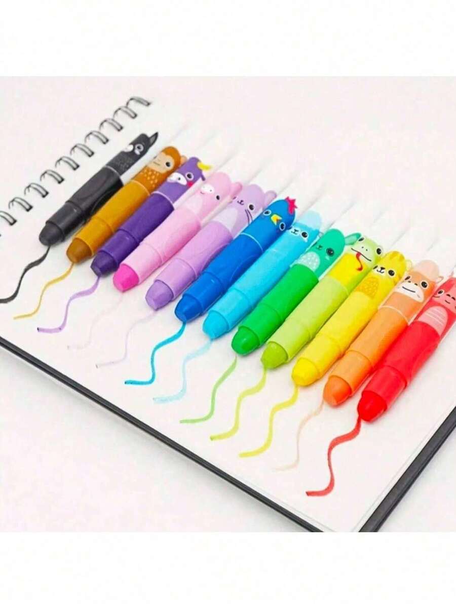 12pcs Twistable Crayons Washable Crayons Silky Smooth Large Crayons For Coloring, Drawing - Multicolor - View 1