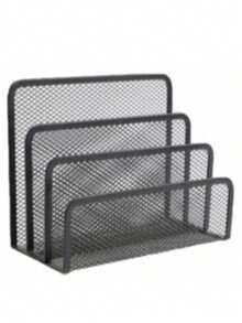 Multifunctional Metal Mesh Desktop Organizer With Bookshelf, Space-Saving Freestanding Storage Rack, Stationery Holder, File Organizer, Suitable For Home Office, Teachers And Artists, Compact Vertical Storage Design, Ideal For Home And Office Decor - Multicolor - View 12