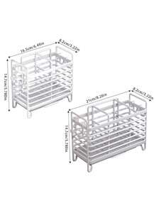 1pc 2/3 Slot Stainless Steel Chopstick Holder With Drip Tray, Durable Utensil Drying Rack, Practical Storage Organizer, Suitable For Home And Dorm, Sturdy Functional Accessory, Keeps Kitchen Utensils Neat And Dry - Multicolor - View 3