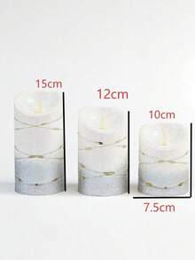 熱銷 3 件組銀色 3D 火焰蠟燭，電池供電（不含電池），壓克力塑料蠟燭（無遙控器），暖光氛圍照明，適用於居家、婚禮、派對、聖誕裝飾、桌面照明、求婚與節日裝飾 - 銀粉斜口燈串 - 查看 2