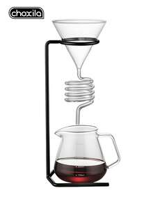 choxila 1pc Vintage Handle Coffee Pour Over Kettle Metal Stand Drip Glass Filter Cup Universal - Filter Cup Holder - View 7