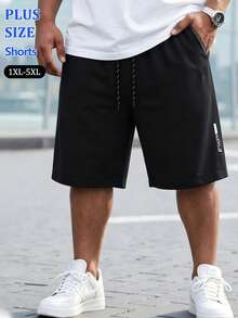 Plus Size Men's Summer Casual 9-Inch Shorts, Lightweight Quick-Dry Cool, With Zipper Pockets And Drawstring, Plus Size Men's First Choice - Black - View 7