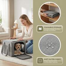 1/2 軟質可折疊寵物攜帶籠，適用於貓與小型犬，透氣、耐抓、防水、易清潔、輕巧便攜，附可拆卸式肩帶，適合汽車/旅行/飛機/居家使用，隨機款式出貨 - 彩色 - 查看 3