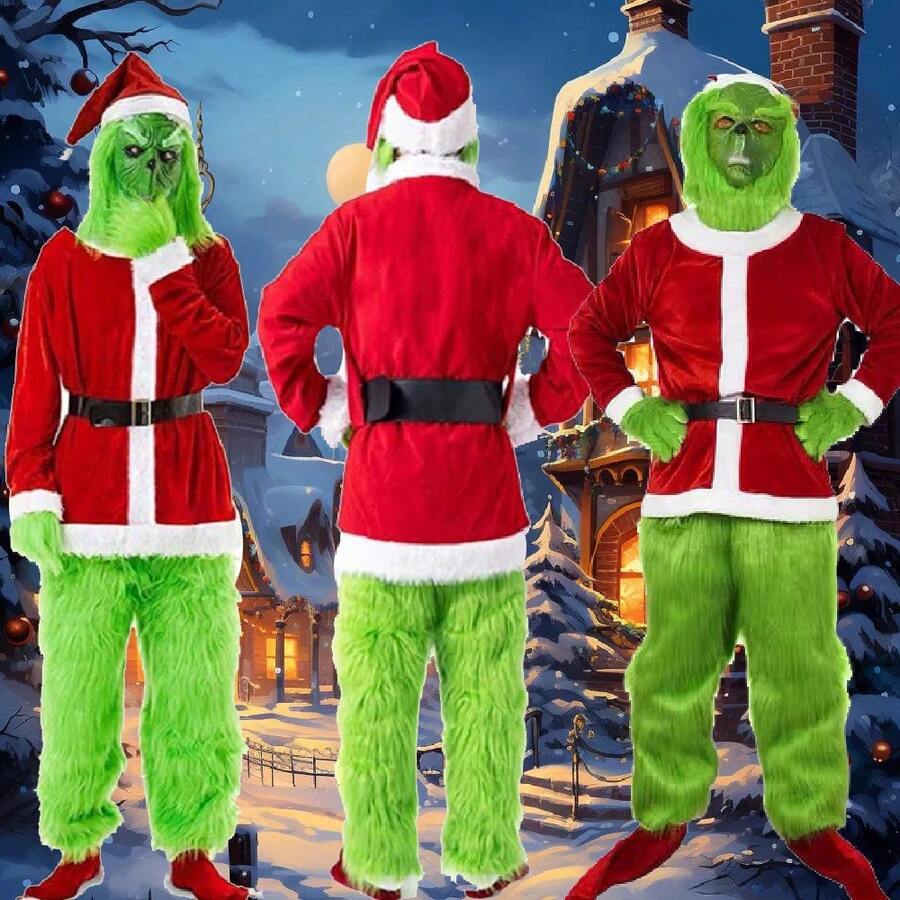 Christmas Cosplay Costume, Santa Claus Suit, Green Monster, Costume For Performances, In Stock. - 藍色 - 查看 1