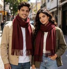 Women's Scarves Casual, Suitable For Winter And Autumn - Burgundy - View 1