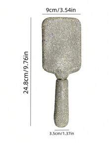 1pc Premium Artificial Diamond Inlaid Long Handle Air Cushion Massage Comb, Scalp Relaxation Massage Comb - Silver - View 3