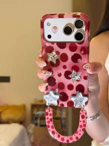 Girl Gradient Polka Dot Phone Charm Compatible With Apple 17 Pro Max Phone Case 17 New 16 Protective Cover 15 Women's 16 Pro Full Coverage Anti-Fall 14 Korean Style 13 - Pink - View 1