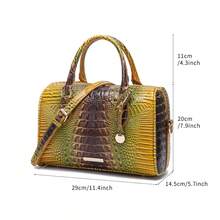 Women's Handbags, Colorful Crocodile Pattern Boston Bags,  Women's Handbags - Fashionable Contrast Color Crocodile Pattern Women's Bags, Exquisite - 金魚棕 - 查看 2
