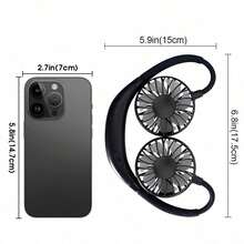 Portable Neck Fan, Handheld Hands-Free Personal Hanging Neck Fan, Cooling Fan, USB Rechargeable (3-Speed Adjustable), Wearable Cooling Head Fan, 360-Degree Free Rotation, Suitable For Sports, Office, Kitchen Gadget, Travel Essential, 1200mAh - Multicolor - View 9