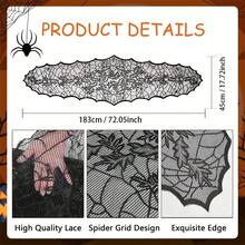 Halloween Spider Web Leaf Lace Table Runner, Durable Rectangular Polyester Tablecloth, Suitable For Holiday Parties, Dinners And Home Decor, Deep Autumn Horror Style Halloween Indoor Party Table Centerpiece Decoration - Multiple Styles - View 2