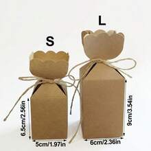 KEXINGYIYI 12/24pcs Unique Petal-Cut Kraft & White Vase Box, Romantic Wedding Favor Box, Party Gift Packaging Box With Twine - Yellow - View 4