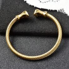 Men's 18K Gold Plated Stainless Steel Boxing Glove Open Spiral Bracelet, Daily Party Wear, Personalized Statement Jewelry - Gold - View 6