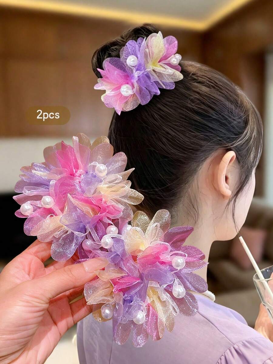 2 Cute Floral Headbands, Suitable For Daily Wear And Performances - Multicolor - View 1