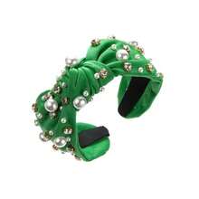 1pc Pearl & Rhinestone Decorated Knotted Headband, Solid Color Fabric Headband, Elegant Non-Slip Women's Daily & Party Hair Accessory - View 7