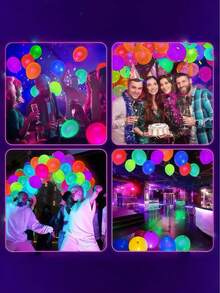 77pcs Fluorescent Glow-In-The-Dark Neon Balloons, Vibrant Colorful Neon Party Decoration Balloons, UV Glowing Balloon Decor, Suitable For Anniversary, Bachelorette Party, Bridal Shower, Birthday Party Decorations - View 9