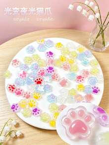 10-100件 10*10mm 極光幻彩貓爪樹脂美甲飾品 可愛3D美甲裝飾 - 彩色 - 查看 9