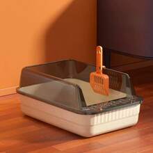 Semi-Enclosed Cat Litter Box + Cat Litter Scoop, Anti-Splash Cat Toilet, Cat Supplies, Cat Litter Box, Cat Litter Tray, Odorless Open Cat Litter Box, Easy To Clean Cat Toilet - one-size - View 7