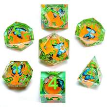 7pcs Liquid Core Dice Set, Resin Polyhedral RPG Dice, Sharp Edges, Handmade Role-Playing Game Accessories, Suitable For Christmas, Birthday, Holiday Events, Party Supplies, Board Games, Valentine's Day, Gift, Spring - Multicolor - View 8