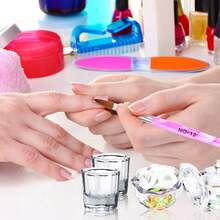 Acrylic Nail Brush And Dipping Powder Dish Set, 6pcs Nail Art Pens And 2pcs Crystal Dipping Powder Dishes, Nail Art Bowl Cup Glass Container, Acrylic Liquid Nail Tool Set - Multicolor - View 8