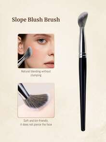 1pc Angled Blush Brush, Professional Foundation Brush #47, Powder, Foundation, Contour, Concealer Makeup Brushes For Women, Essential Makeup Tools Set Including Foundation Brush, Concealer Brush, Contour Brush, Blush Brush For Flawless Makeup Application - Black - View 10