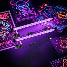 AIICRGB LED UV Black Light With Brilliant Glow Effect, Super Bright Blacklight For Neon Glow Party, UV Reactive Body Paint, Blacklight Posters, And Glow-In-The-Dark Decorations - Purple color light - View 1