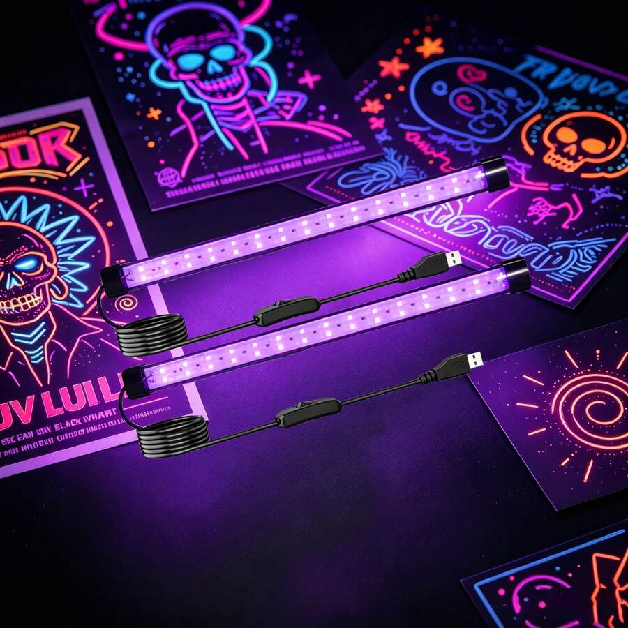 AIICRGB LED UV Black Light With Brilliant Glow Effect, Super Bright Blacklight For Neon Glow Party, UV Reactive Body Paint, Blacklight Posters, And Glow-In-The-Dark Decorations - Purple color light - View 1