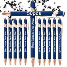 20/50 piezas Bolígrafos de bola negra, personalizables, retráctiles, bolígrafos de regalo con tinta negra, bolígrafos decorativos de metal, adecuados para la temporada de regreso a la escuela, útiles escolares, personalización corporativa, regalo personalizado BTMW - Azul oscuro - Ver 7
