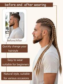 Braided Wig, Hand-Woven, 24-Inch Clip-On Ponytail Extension, Suitable For Men To Wear Daily And For Parties. - Multicolor - View 6