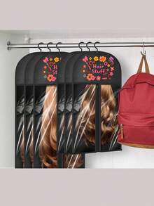 Wig Storage Bag With Zipper Closure And Dedicated Plastic Hanging Rack For Multiple Wigs, Dust-Proof Storage Organizer With Hooks For Hair Extensions, Wigs And Accessories, Suitable For Home Storage, Salon Use And Travel, Back To School Season (Wigs Not Included) - Multicolor - View 5