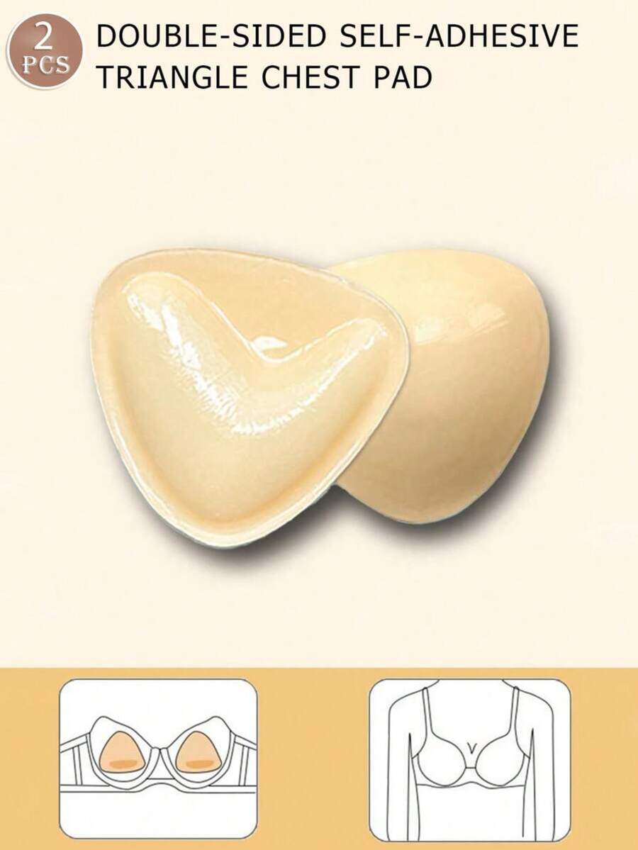 vfvQueen 2入女款雙面黏貼胸墊,可用於強化內衣、泳衣、運動內衣的領口效果 - 杏色 - 查看 1