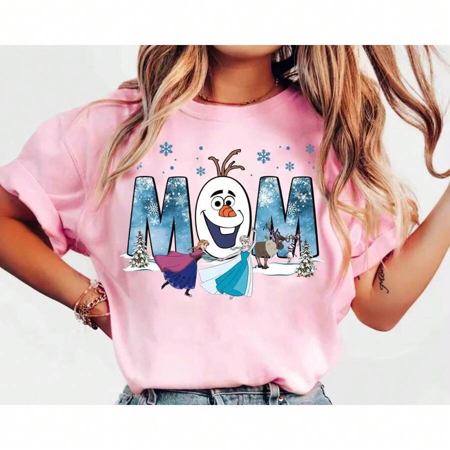Disney Elsa Frozen Christmas Printed Short Sleeved T-Shirt 2026 Fashion Men's And Women's - 2dxfcghj - View 1
