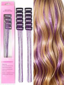 12pcs Glittery Metallic Ribbon Hair Clips Wig Pieces Shiny Hairband Hair Accessories Party Focal Point Delicate Eye-Catching Beautiful Hair Accessory Gift - Multicolor - View 15