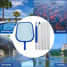 Pool Skimmer Net Set, Adjustable 5-Section 48-Inch Telescopic Aluminum Alloy Pole, Dense Pond Cleaning Net, Fine Mesh Leaf Net, Suitable For Garden Ponds And Hot Tubs, Blue, For Pool Maintenance And Cleaning, Essential Pool Maintenance | Professional Pool Equipment | Durable Pool Net | Pool Cleaning Tools - 6-chaowang - View 5