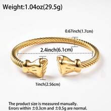 Men's 18K Gold Plated Stainless Steel Boxing Glove Open Spiral Bracelet, Daily Party Wear, Personalized Statement Jewelry - Gold - View 8